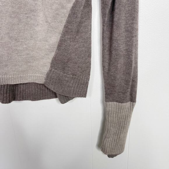 Athleta Small Merino Wool Frisco Sweater Boat Neck Colorblock Cream Brown - Picture 5 of 13
